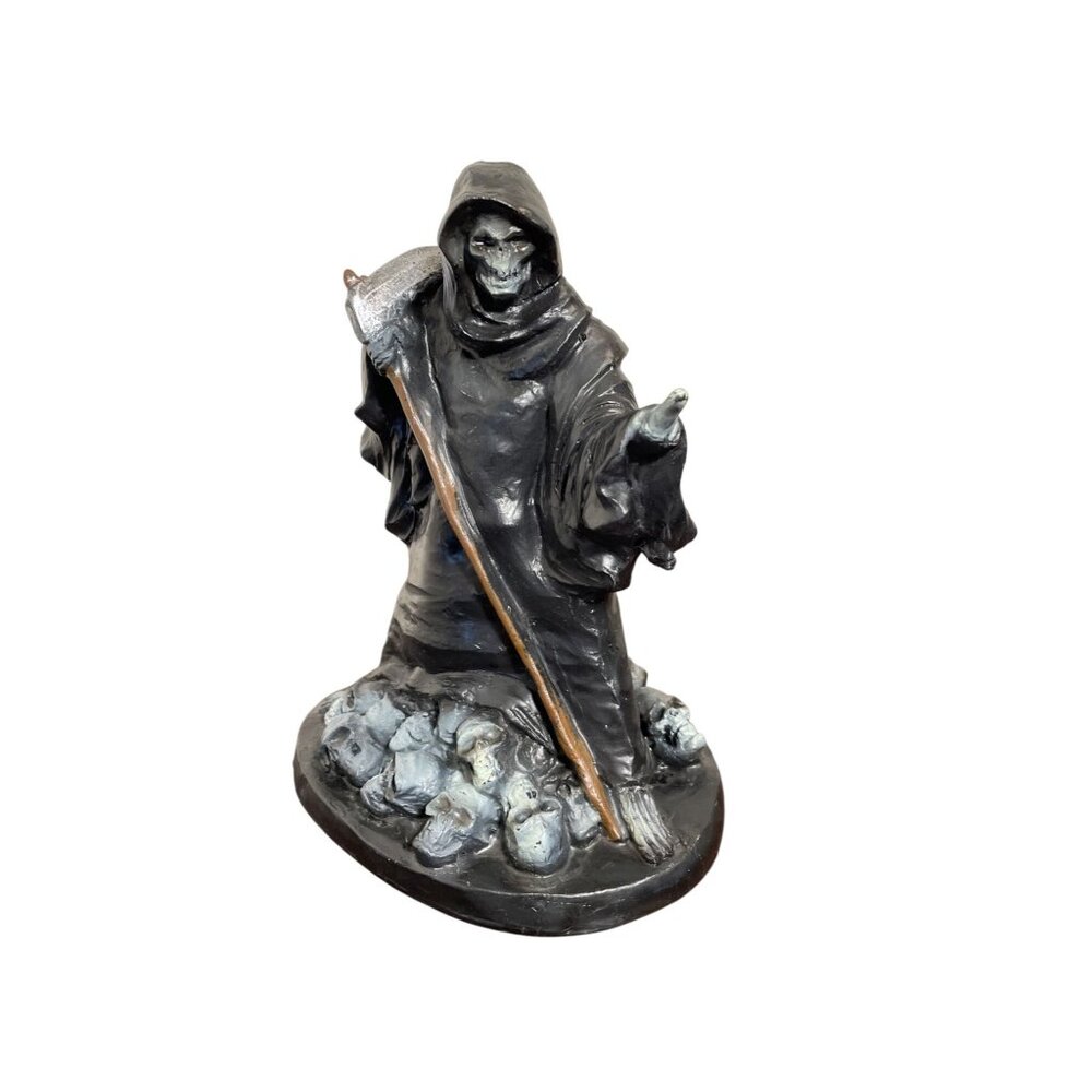 VTG Blow Mold Paper Magic Group Grim Reaper Figurine Statue With Scythe & Skulls